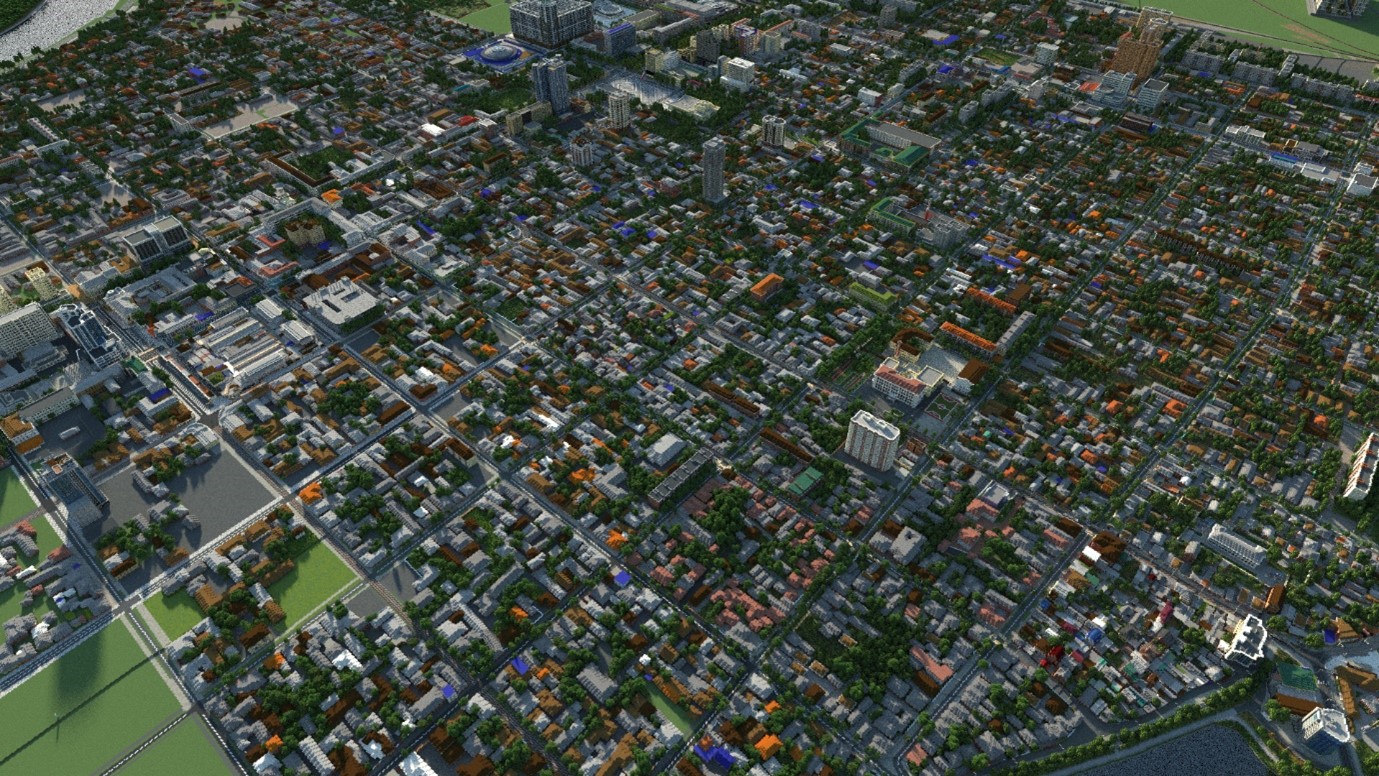Vast minecraft buildings in Krasnodar, Russia 