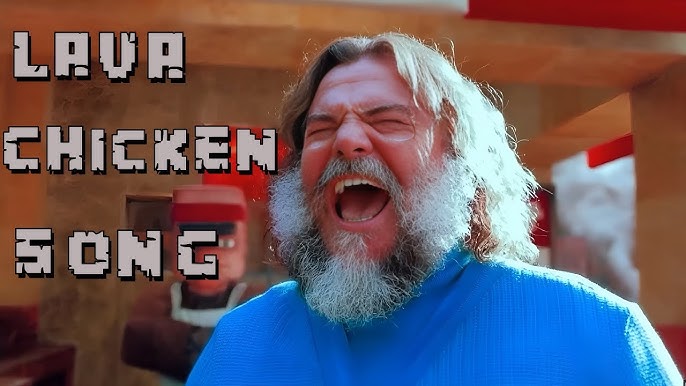 Jack Black performing the Lava Chicken song in Minecraft movie with fans in costume reacting in theaters
